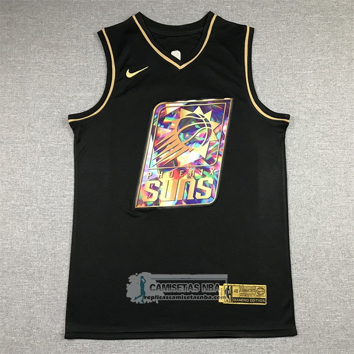 Camiseta Golden Edition Phoenix Suns Devin Booker NO 1 2021-22 Negro